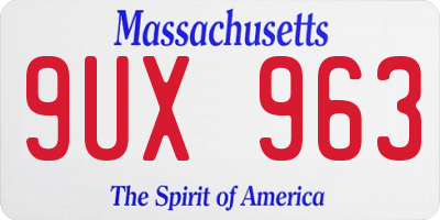 MA license plate 9UX963