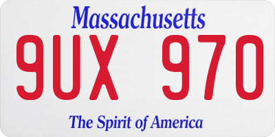 MA license plate 9UX970