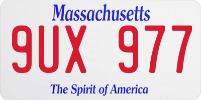 MA license plate 9UX977
