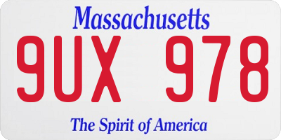 MA license plate 9UX978