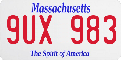 MA license plate 9UX983