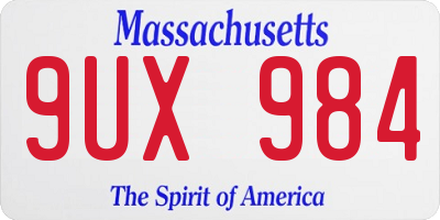 MA license plate 9UX984