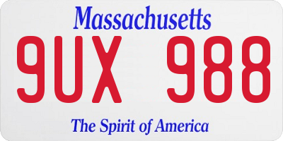 MA license plate 9UX988