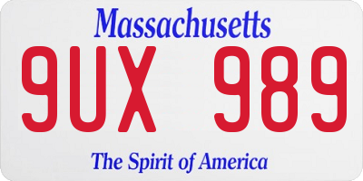 MA license plate 9UX989