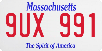 MA license plate 9UX991