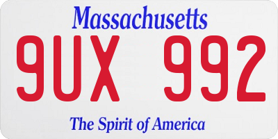 MA license plate 9UX992