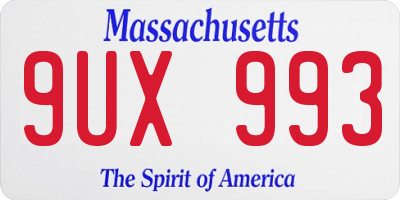 MA license plate 9UX993