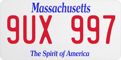 MA license plate 9UX997