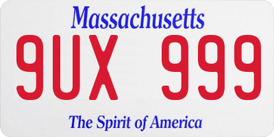 MA license plate 9UX999