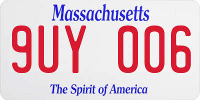 MA license plate 9UY006