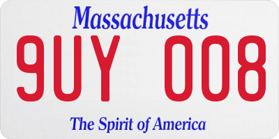 MA license plate 9UY008