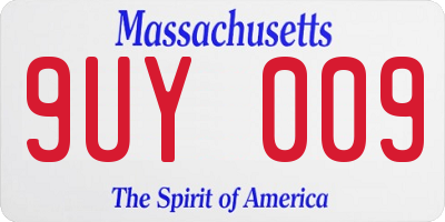 MA license plate 9UY009
