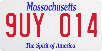 MA license plate 9UY014