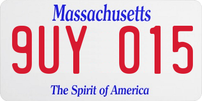 MA license plate 9UY015