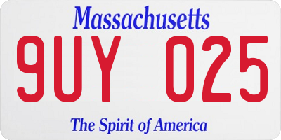 MA license plate 9UY025