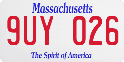 MA license plate 9UY026