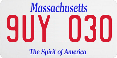 MA license plate 9UY030