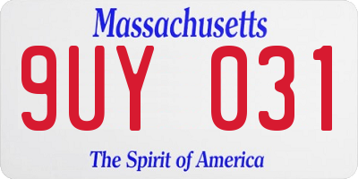 MA license plate 9UY031