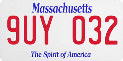 MA license plate 9UY032