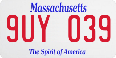MA license plate 9UY039