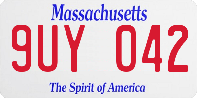 MA license plate 9UY042