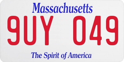 MA license plate 9UY049