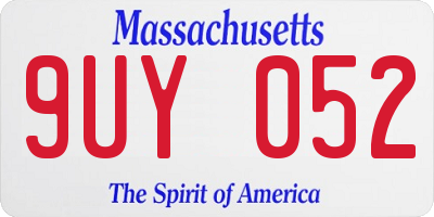 MA license plate 9UY052