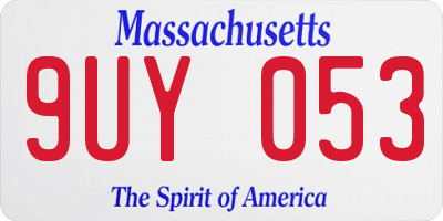 MA license plate 9UY053