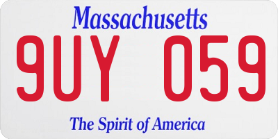 MA license plate 9UY059