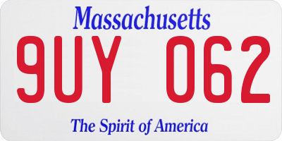 MA license plate 9UY062