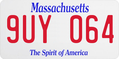MA license plate 9UY064