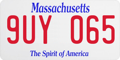 MA license plate 9UY065