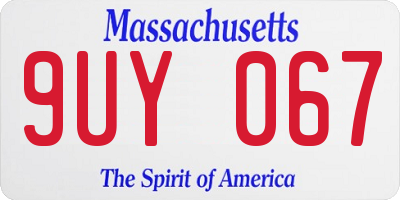 MA license plate 9UY067