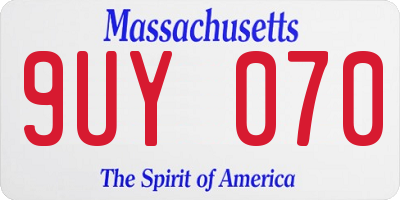 MA license plate 9UY070