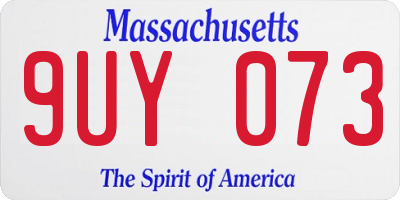 MA license plate 9UY073