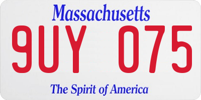 MA license plate 9UY075