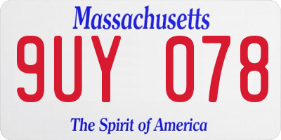 MA license plate 9UY078