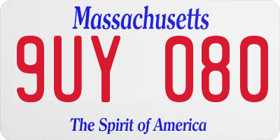 MA license plate 9UY080