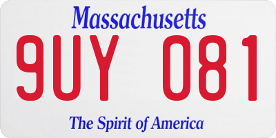 MA license plate 9UY081