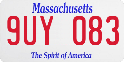 MA license plate 9UY083