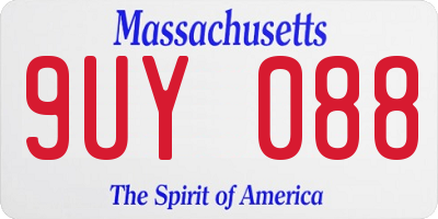 MA license plate 9UY088
