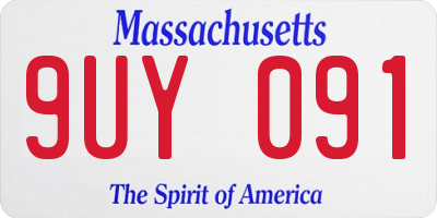 MA license plate 9UY091