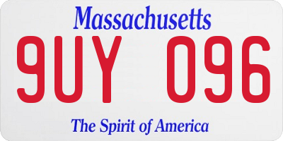 MA license plate 9UY096