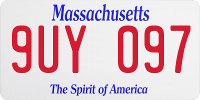 MA license plate 9UY097