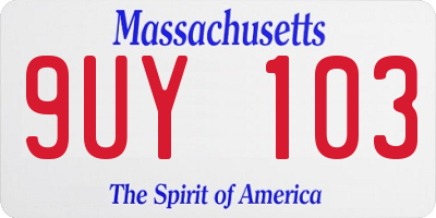 MA license plate 9UY103