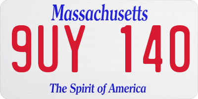 MA license plate 9UY140