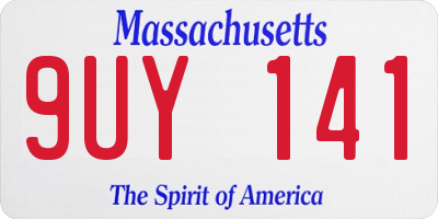 MA license plate 9UY141