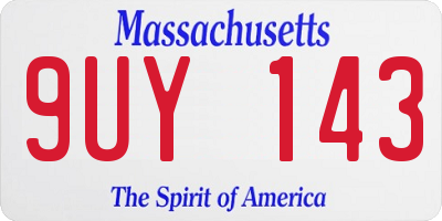 MA license plate 9UY143