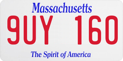 MA license plate 9UY160