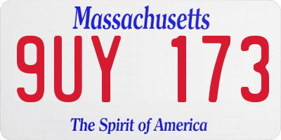 MA license plate 9UY173